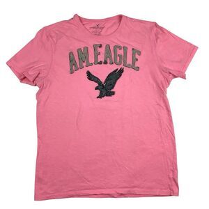 American Eagle AE Pink Grey Athletic Fit T-Shirt Tee L Short Sleeve Y2K